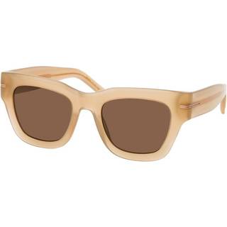 Beige acetatsolbriller med guldfarvet signaturdetalje