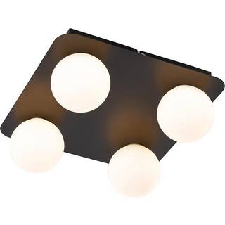 Moderne badeværelse loftslampe sort firkantet 4-lys - Cederic