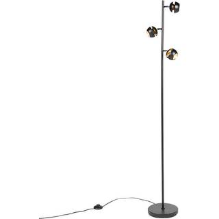 Moderne gulvlampe 3-lys sort med guld indvendig - Buell Deluxe