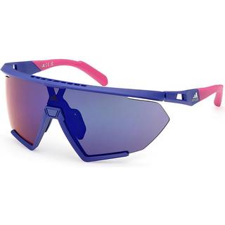Adidas Sport Mand SP0071 CMPT AERO LI 91Z Solbriller Plast Blå uigennemsigtig Violet Geometrisk Spejlet Skygge