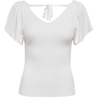 Only - Hvid - Onlleelo S/S Back Pullover Knt Noos - Medium
