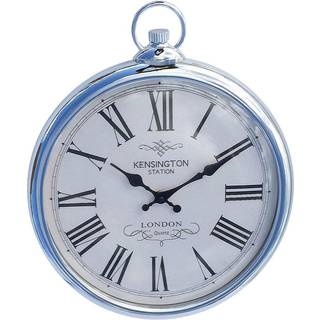 Sølvfarvet lommeur - Kensington Station - Stor vægklokke 42 cm