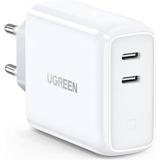 Ugreen 36W PD USB-C Hurtig Vægoplader m. 2 x USB-C - Hvid