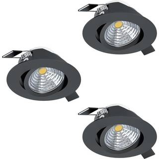 EGLO SALICETO indbygningsspot, LED 6W 2700K, sort, 3-pak