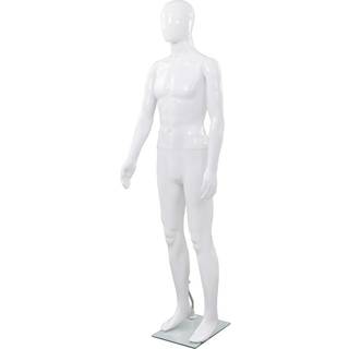 mannequin mand fuld figur glassokkel hvid højglans 185 cm