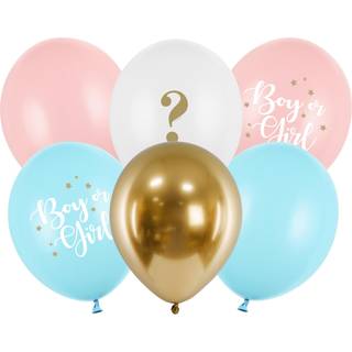 6 stk. Kønsafslørende Balloner 30 cm stærkt materiale – Perfekt til Babyshower i blandede farver