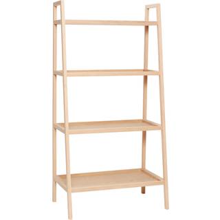 Reol m 4 hylder, egetræ, natur