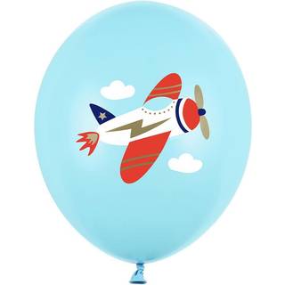 50 stk. Balloner pastel lyseblå flyvemaskine design – Perfekt til festlige begivenheder 30 cm