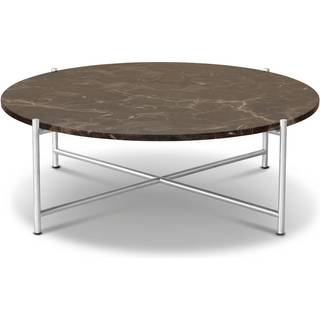 HANDVÄRK Furniture Round Coffee Table 90 Stainless Steel Frame Brown Marble