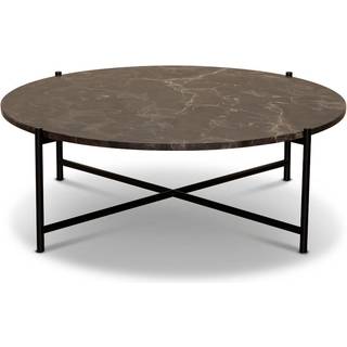 HANDVÄRK Furniture Round Coffee Table 90 Black Frame Brown Marble