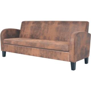 3-personers sofa imiteret ruskind brun