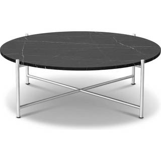 HANDVÄRK Furniture Round Coffee Table 90 Stainless Steel Frame Black Marble