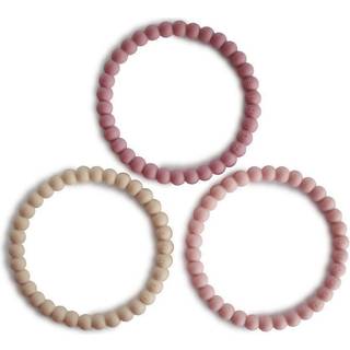 Mushie Silikone Pearl Bidering/Bidearmbånd Linen/Peony/Pale Pink