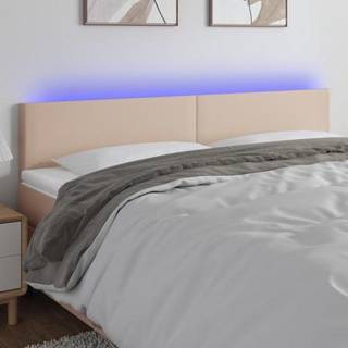 sengegavl med LED-lys 160x5x78/88cm kunstlæder cappuccinofarvet
