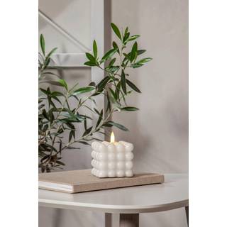 FLAMME DOT bloklys LED 9,5 cm - Hvid