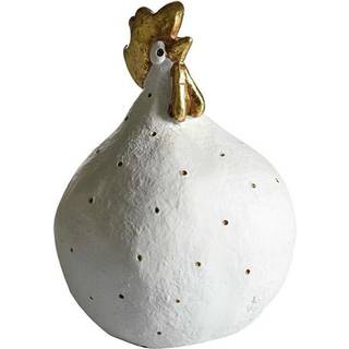 Høne Glamour hvid/guld, H.9,6cm
