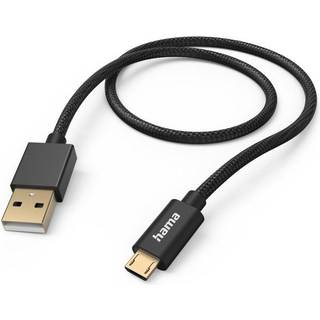 Hama Charging cable Fabric, USB-A - Micro-USB, nylon black 1,5m