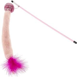 Dogman Cat Toy Teaser Fuzzy Pink Wand 35cm