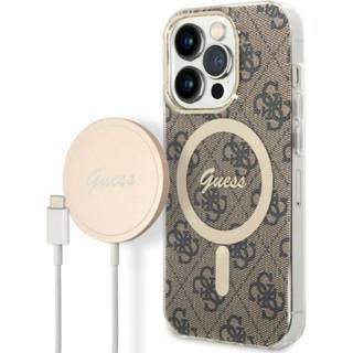 Guess 4G Edition Bundle Pack iPhone 14 Pro Cover & Trådløs Oplader - Pink