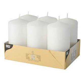 6 stk. Bloklys Hvid 115x60 mm paraffin – Eksklusiv stemning til fest og hverdag