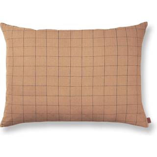 Brown Cotton Cushion Large - Grid