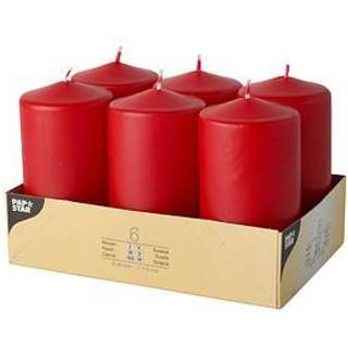 6 stk. Bloklys Rød 115x60 mm paraffin – Eksklusiv stemning til fest og hyggestunder