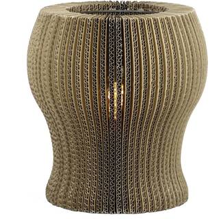 Lagdelt bordlampe lavet af buet pap