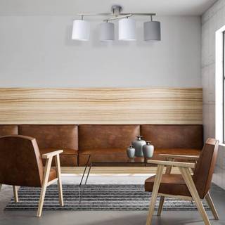 Tilde loftlampe, 4 stofskærme, grå/hvid