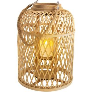 LED-sollygtekurv, bambus, højde 38 cm, naturlig