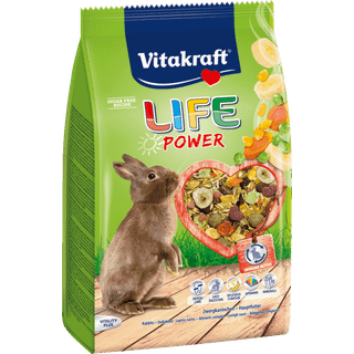 Vitakraft Life Power Kanin 1,8 kg – Fuldfoder med Gulerødder, Banan & Beta-Glukaner til Dværgkaniner