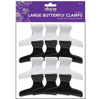 Diane store sommerfugleklemmer Pakke med 12 h?rklip til kvinder og piger 3,25 tommer sort og hvid D13