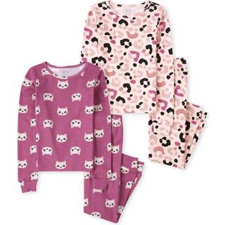 B?rnenes sted piger lang?rmet top og bukser pyjama satte leopard 2 pack 14 US