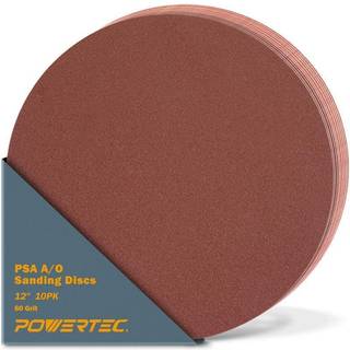 Powertec 110380 12-tommer PSA 60 Grit Aluminium Oxide Adhesive Sanding Disc 10-Pack