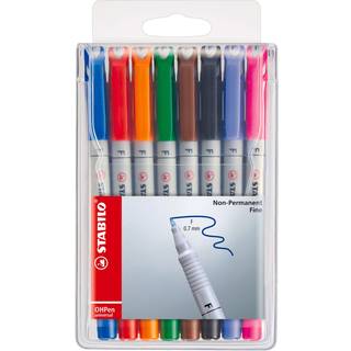 Stabilo 852-8 Fine OH pen 0,7mm, etui med 8 penne (Udsalg få stk)