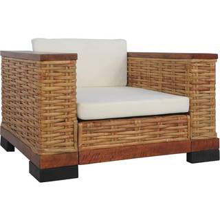 Lænestol Rattan Boho Design Grå/Natur