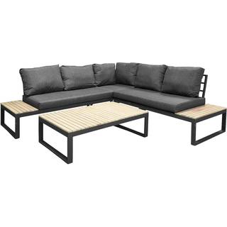 Venture Design Panama sofagruppe Sort med grå hynde 2st 2-personers ende, hjørne & bord 112x73 cm