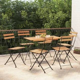 foldbare bistrostole 6 stk. massivt teaktræ og stål