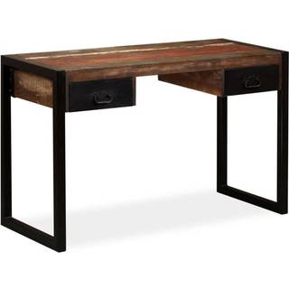 skrivebord med 2 skuffer 120x50x76 cm massivt genbrugstræ