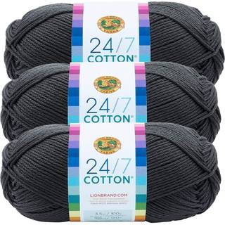 Lion Brand 24/7 bomuldsgarn garn til strikning af h?kling og h?ndv?rk Charcoal 3 -pakke