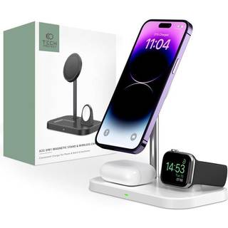 Tech-Protect A22 3-i-1 trådløs oplader 15W - MagSafe-kompatibel - hvid