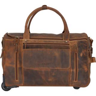 Greenburry Reisetasche Leder mit Rollen 54x37cm "Vintage" antikbraun, Weekender, Sporttasche für Herren