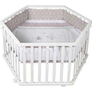 Roba Hexagon Kravlegård med Hjul & Sengehest, Indian Bears White