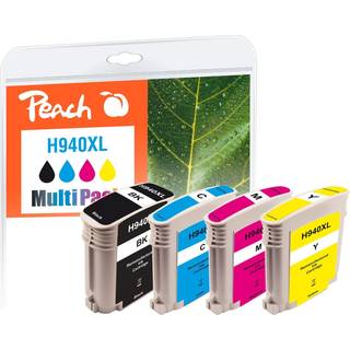 Peach - 4-pack - black yellow cyan magenta - compatible - ink cartridge - Blækpatron Cyan