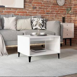 sofabord 60x50x40 cm konstrueret træ hvid højglans
