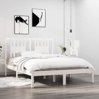 sengeramme 120x200 cm massivt fyrretræ hvid