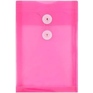 Jampapirplastkonvolutter med knap og streng slips lukning - 6 1/4 x 9 1/4 - Fuchsia Pink - 12/Pack