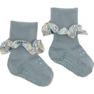 GOBABYGO Skridsikre Strømper - Liberty - Dusty Blue / Michelle Purple