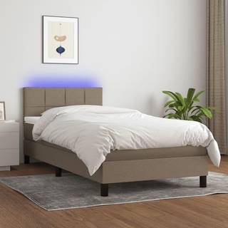 kontinentalseng med LED-lys 80x200 cm stof gråbrun