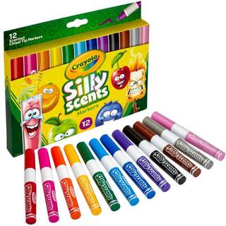 Crayola Silly Scents 12-stk Vaskbare Duftende Markører med Skrå Spidser - Frugtdufte, Gave til børn