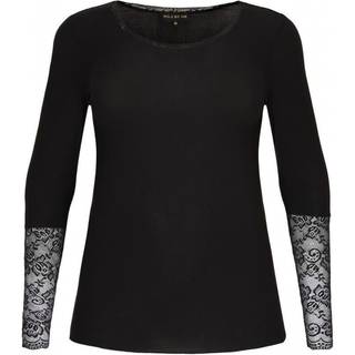 Jersey Blouse Lace - Blonde T-shirt - Black